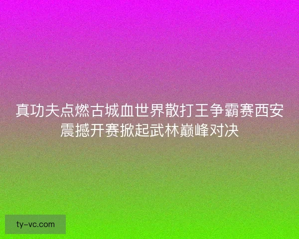 真功夫点燃古城血世界散打王争霸赛西安震撼开赛掀起武林巅峰对决