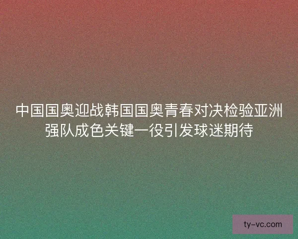 中国国奥迎战韩国国奥青春对决检验亚洲强队成色关键一役引发球迷期待