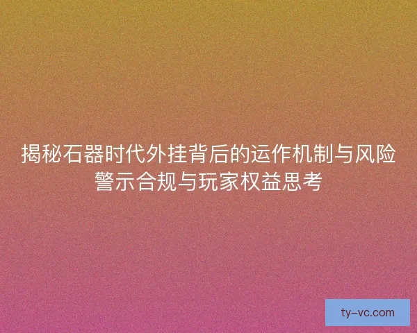 揭秘石器时代外挂背后的运作机制与风险警示合规与玩家权益思考