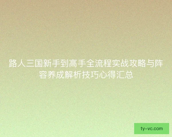 路人三国新手到高手全流程实战攻略与阵容养成解析技巧心得汇总